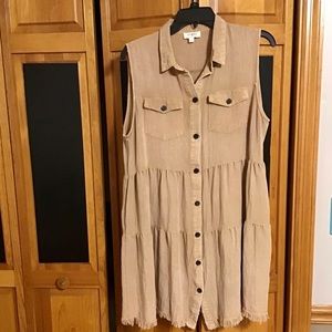 Umgee khaki sleeveless dress